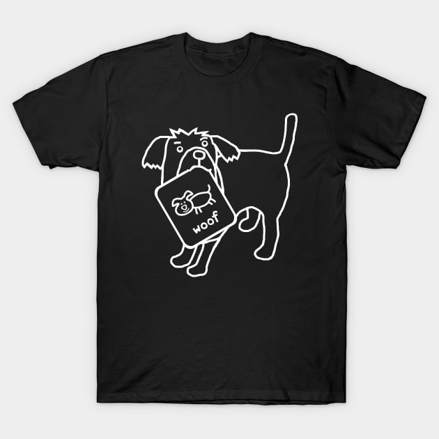 White Line Cute Dog Self Portrait T-Shirt by ellenhenryart